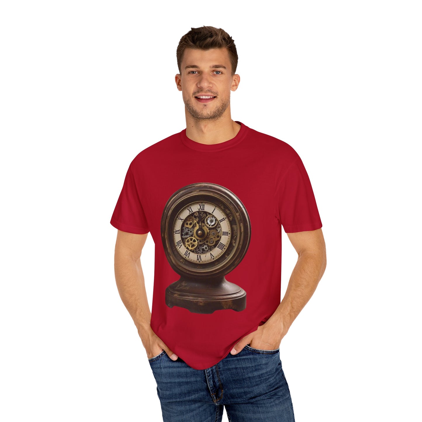 Vintage Clock Graphic Unisex Garment-Dyed T-Shirt