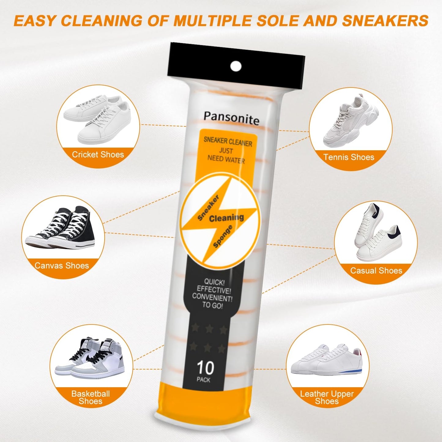 Pansonite Instant Sole and Sneaker Cleaner, Premium Dual-Sided Sponge Shoe Cleaner Perfect for Shoe Soles Cleaning (10 Pack)